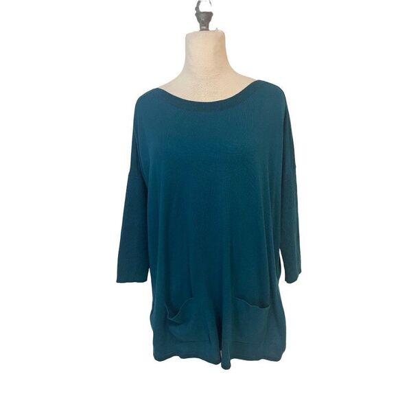 Lilly Pulitzer Cabo Boatneck Teal Oversized Sweater Small - Picture 2 of 4